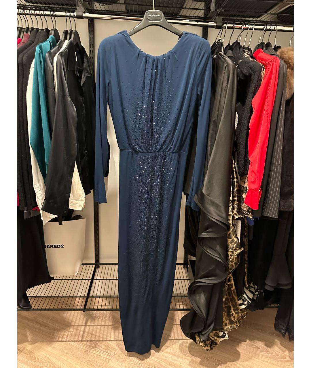 DSQUARED2 Темно-синее полиамидовое вечернее платье, фото 9