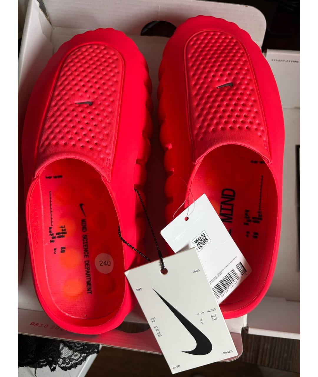 NIKE Красные резиновые шлепанцы, фото 5
