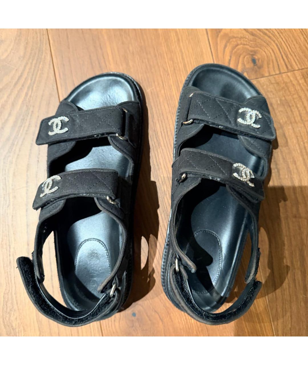 CHANEL Черные текстильные сандалии, фото 3