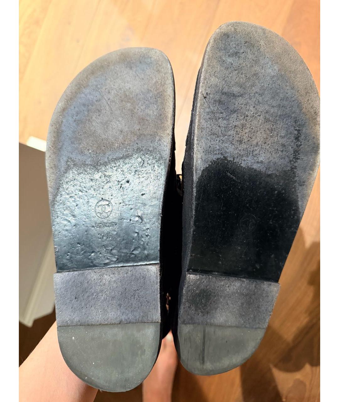 CHANEL Черные текстильные сандалии, фото 7