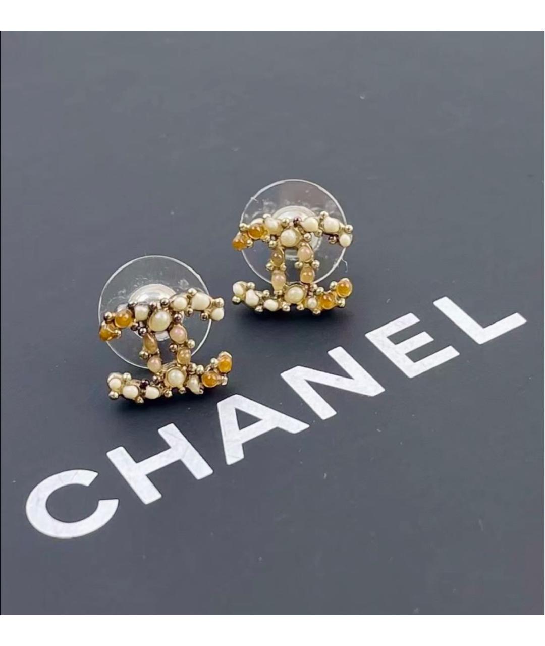 CHANEL Золотые металлические серьги, фото 3