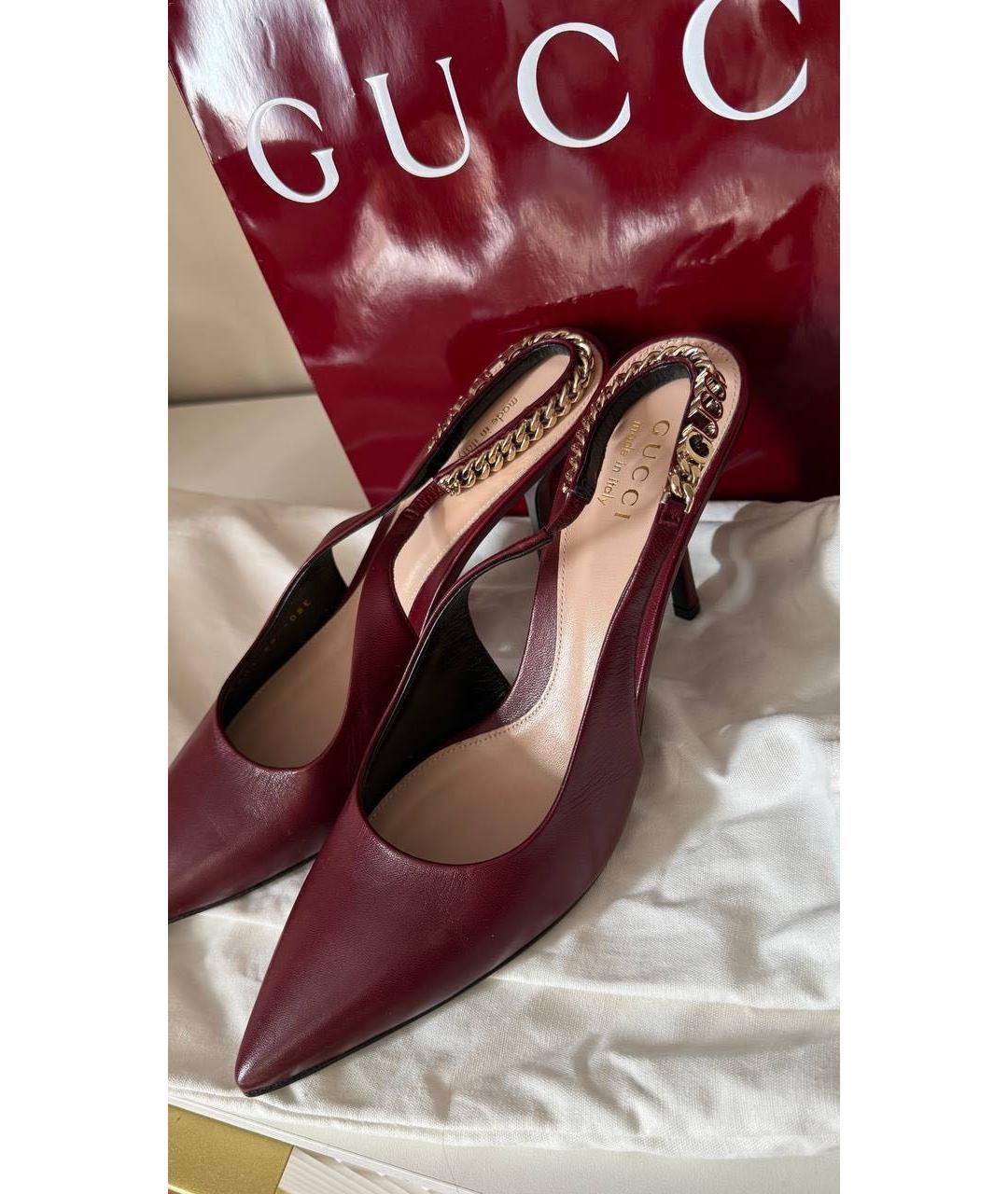 GUCCI Бордовые туфли, фото 5