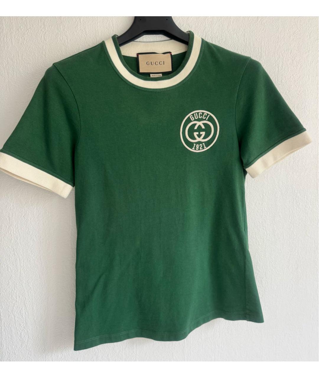 GUCCI Зеленая хлопковая футболка, фото 3