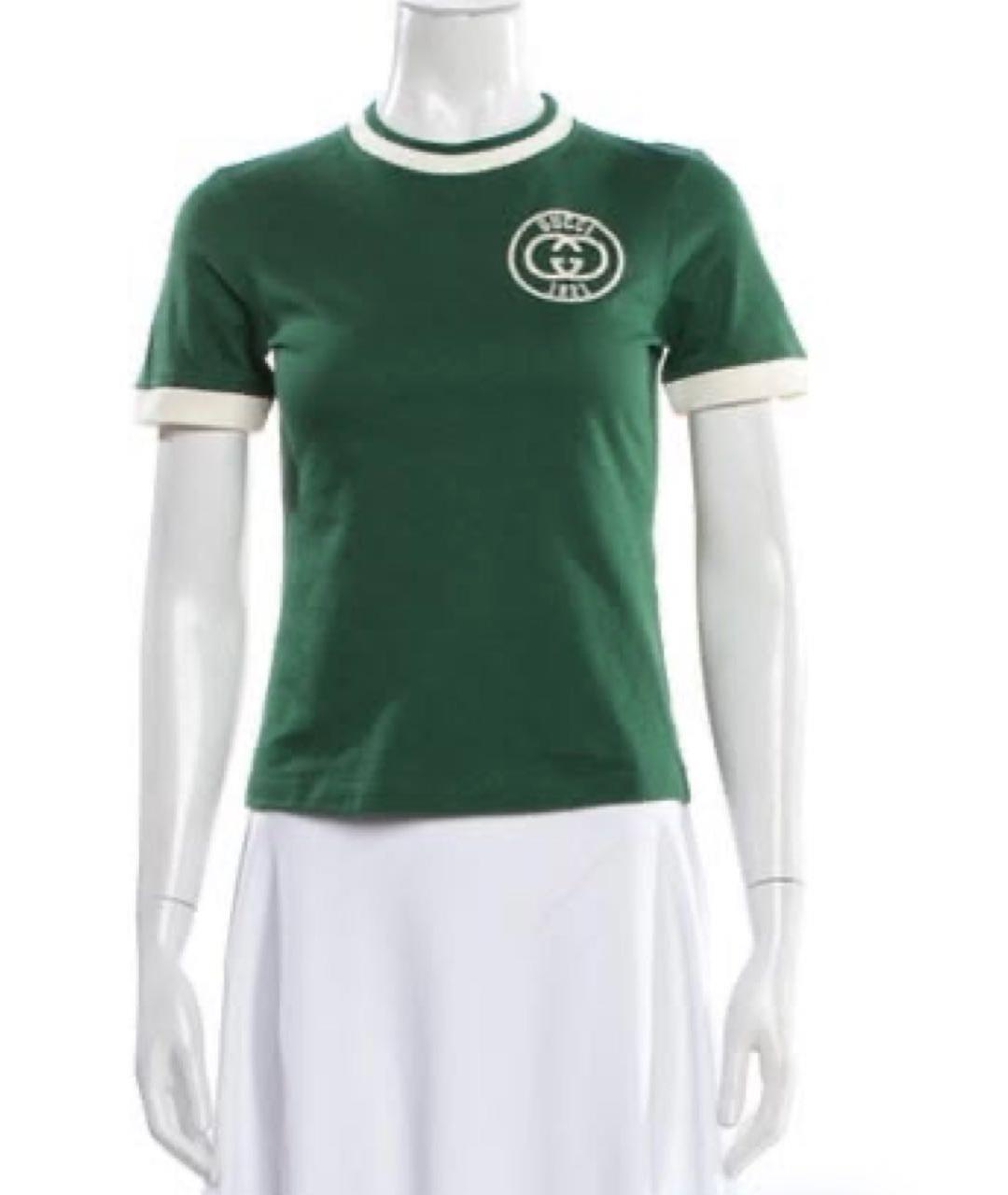GUCCI Зеленая хлопковая футболка, фото 4