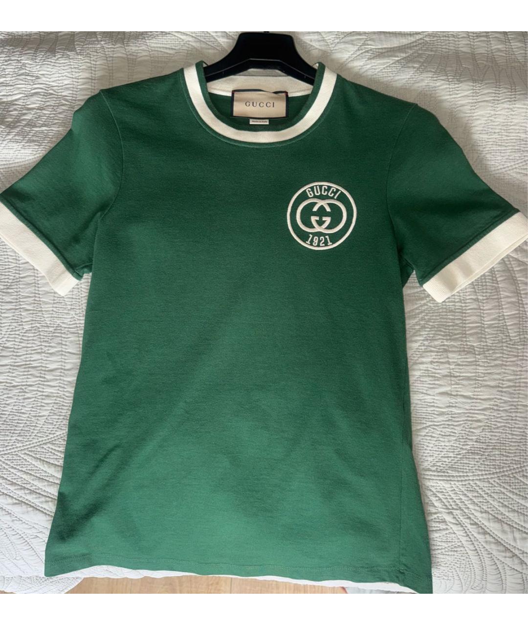 GUCCI Зеленая хлопковая футболка, фото 5