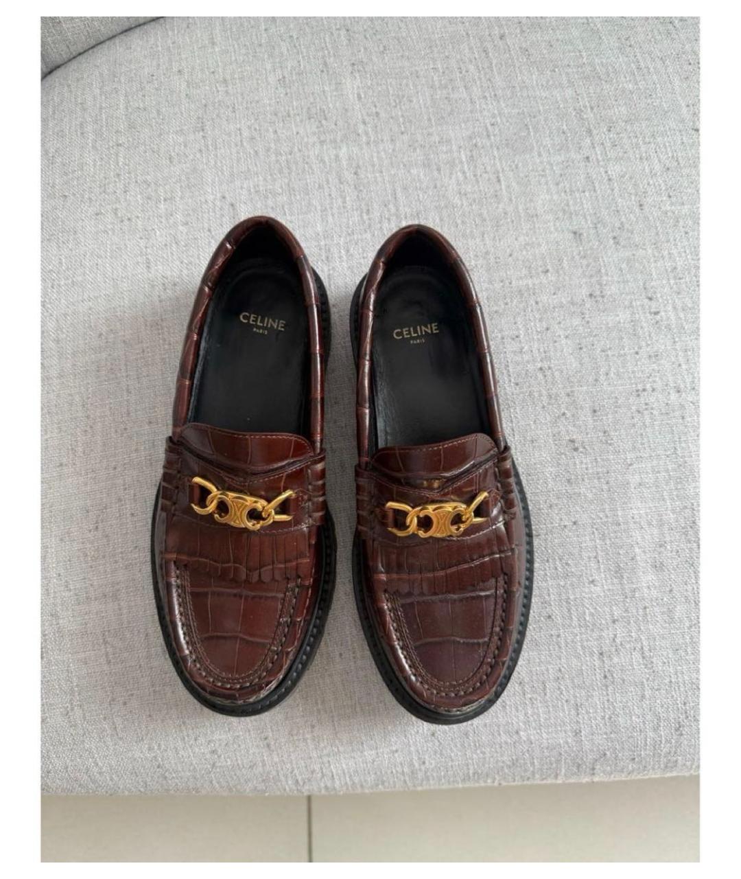 CELINE Коричневые кожаные лоферы, фото 2