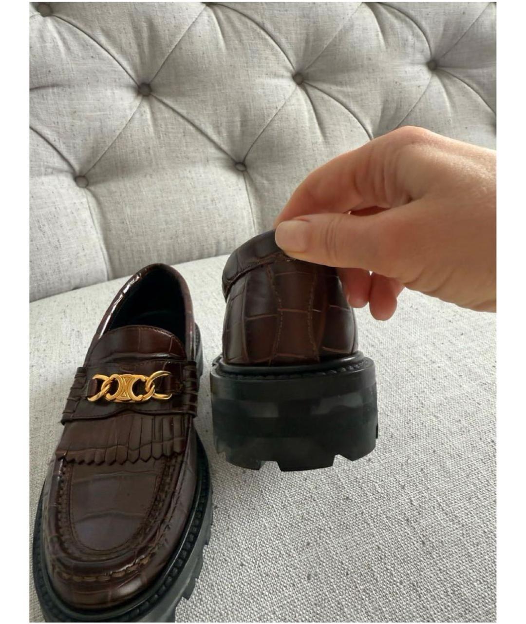 CELINE Коричневые кожаные лоферы, фото 5