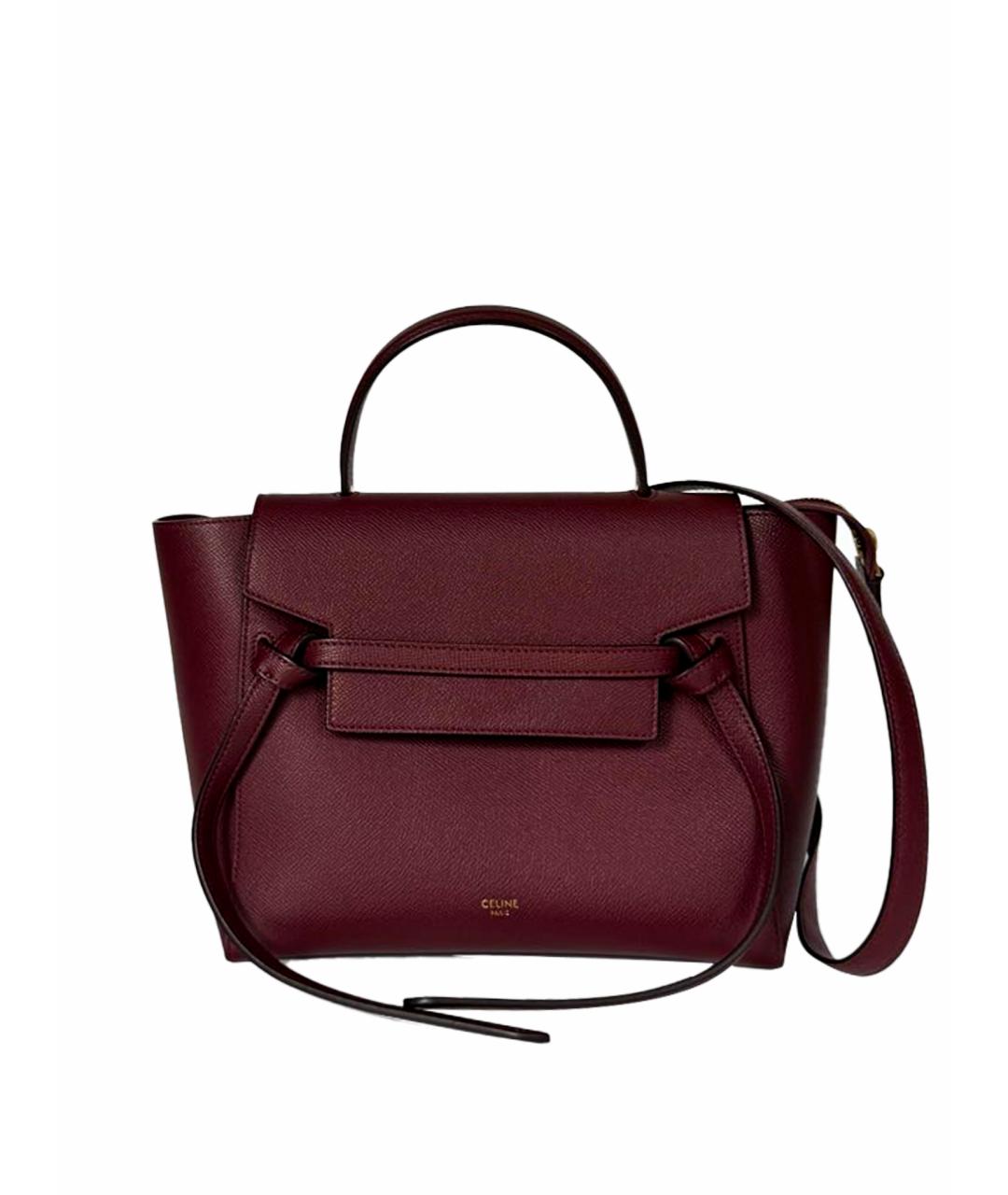 CELINE Бордовая кожаная сумка с короткими ручками, фото 1