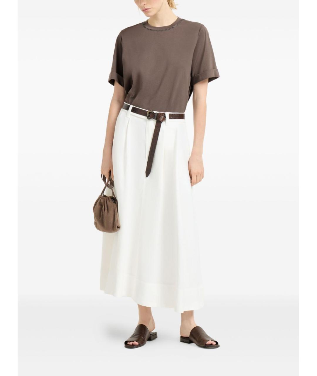 BRUNELLO CUCINELLI Коричневая хлопковая футболка, фото 5