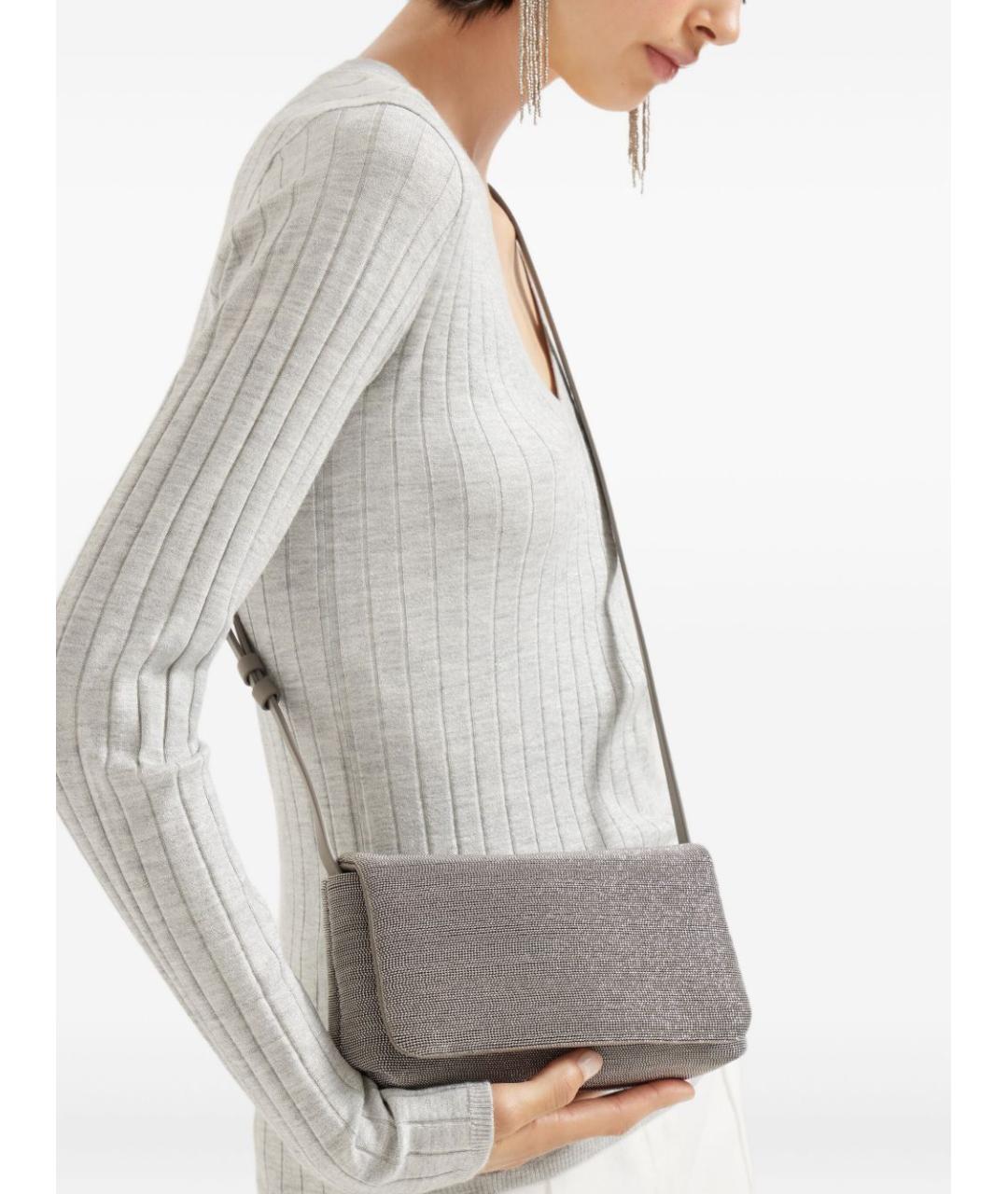 BRUNELLO CUCINELLI Серая сумка через плечо, фото 2