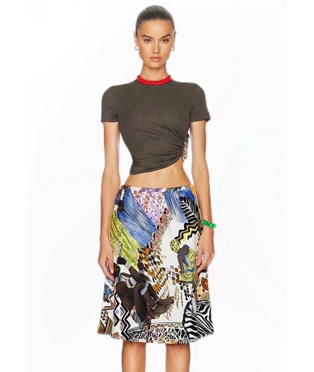 ETRO Мульти шелковая юбка миди, фото 2