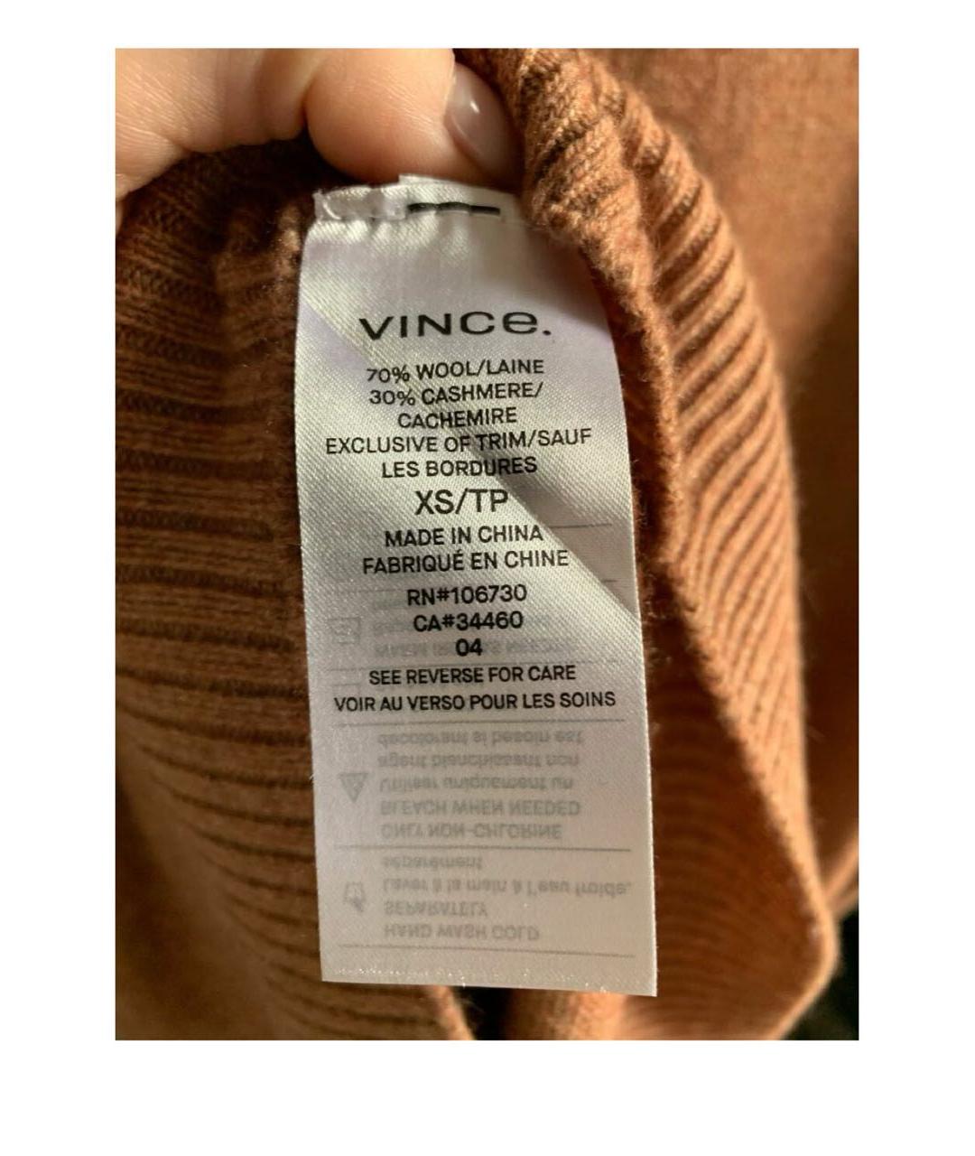VINCE Коричневое кашемировое платье, фото 4