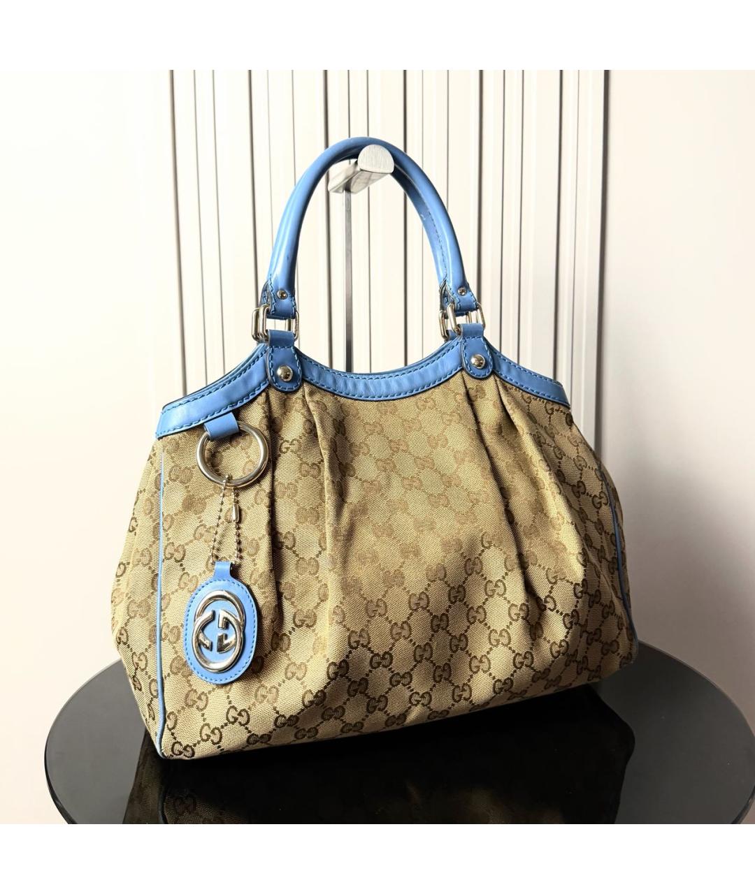 GUCCI Бежевая тканевая сумка тоут, фото 2