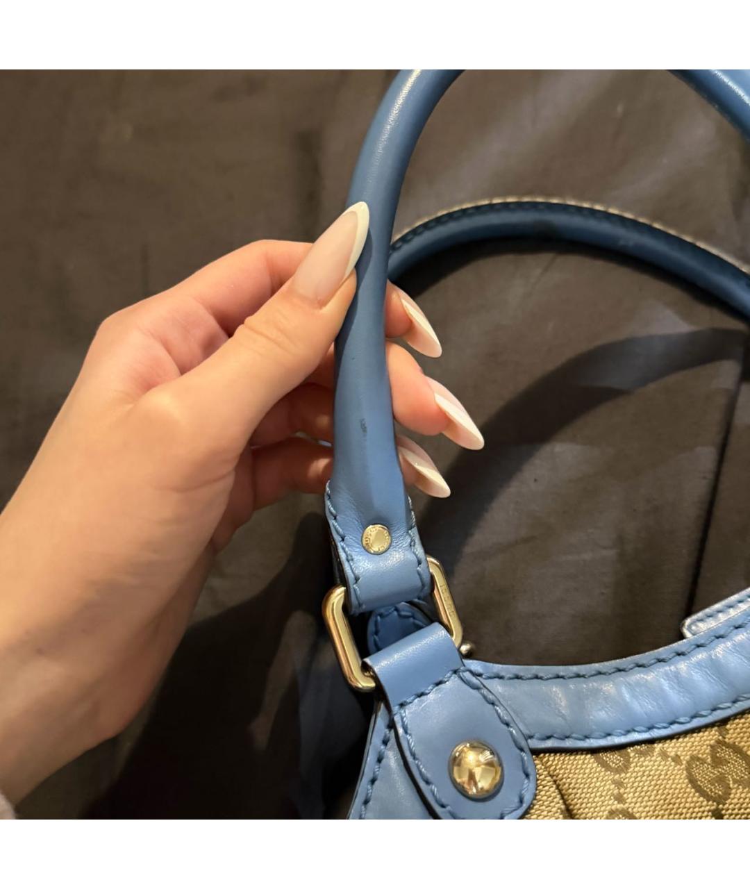 GUCCI Бежевая тканевая сумка тоут, фото 5