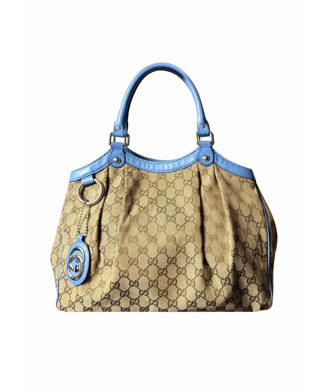 GUCCI Бежевая тканевая сумка тоут, фото 1