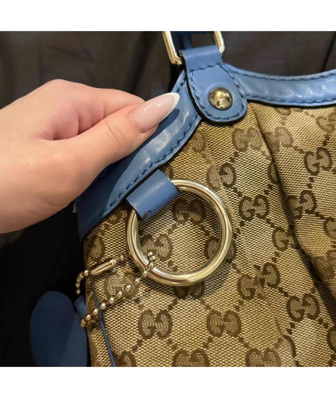 GUCCI Бежевая тканевая сумка тоут, фото 4