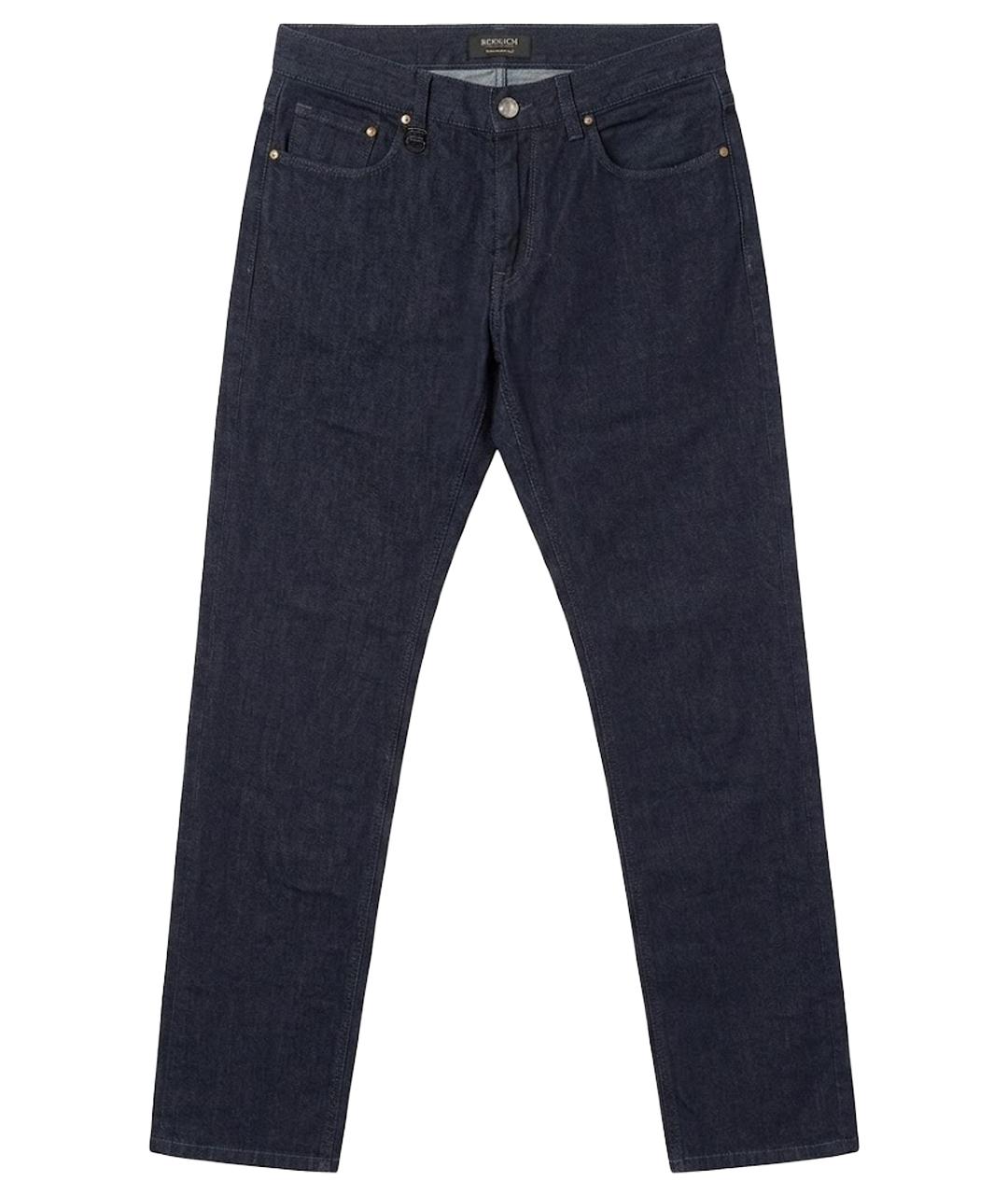 ZEGNA Темно-синие хлопковые прямые джинсы, фото 1