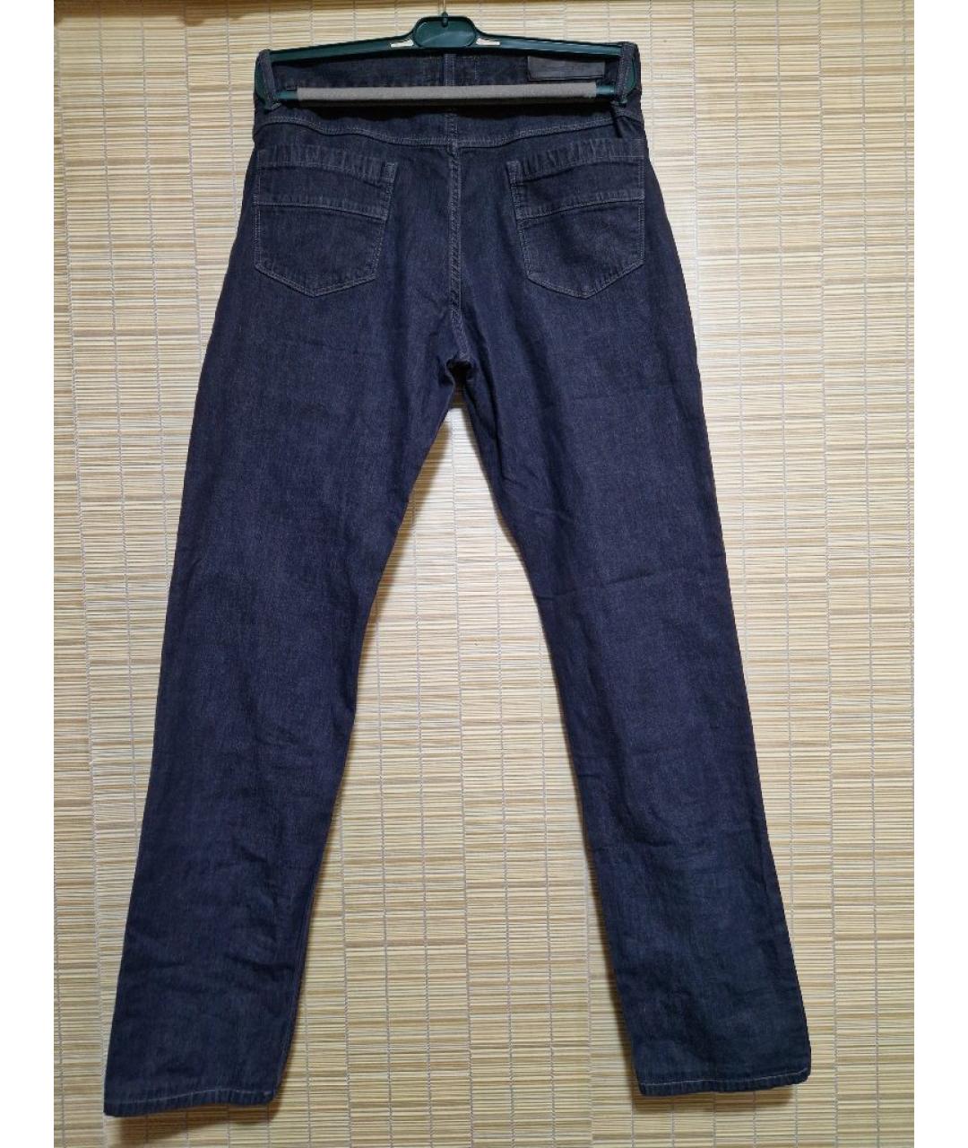 ZEGNA Темно-синие хлопковые прямые джинсы, фото 2