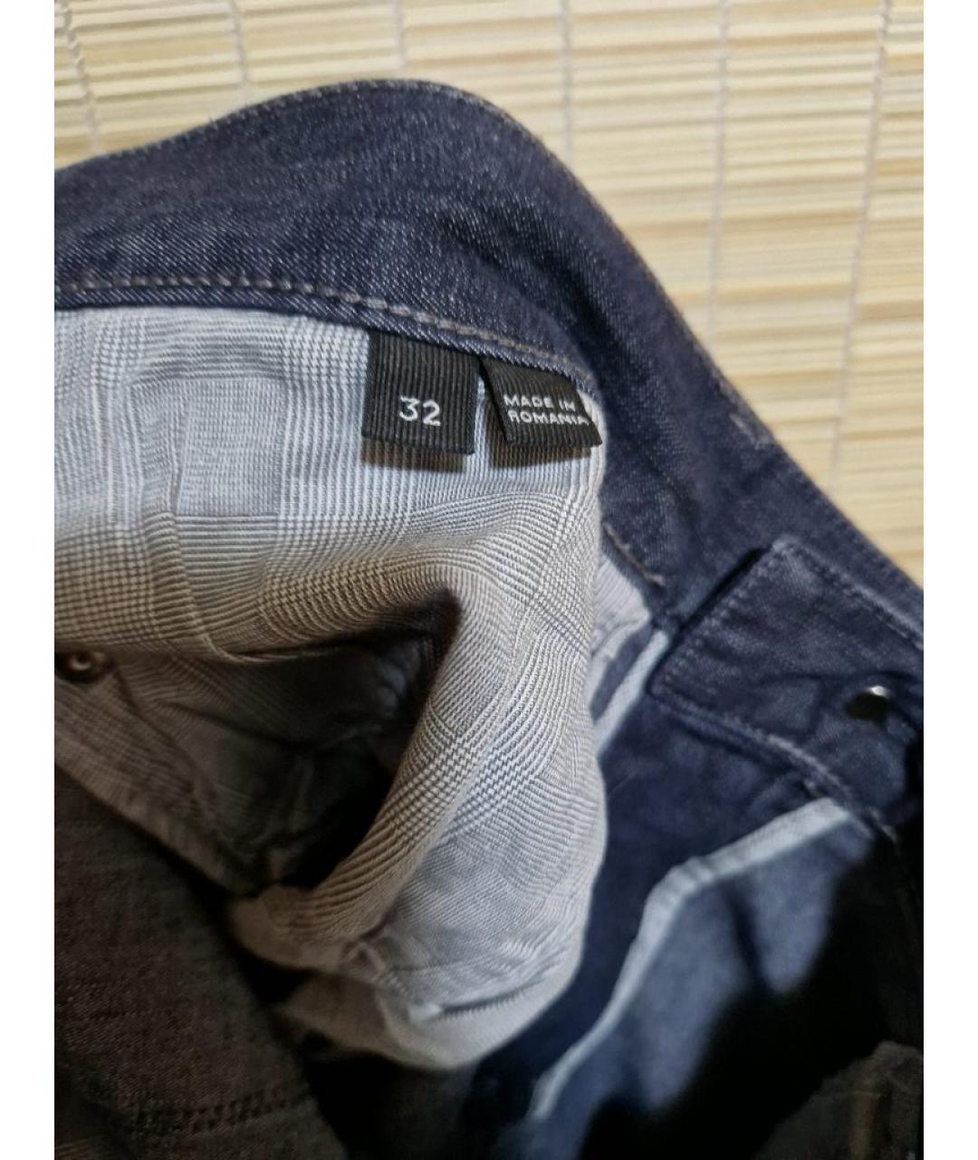 ZEGNA Темно-синие хлопковые прямые джинсы, фото 5