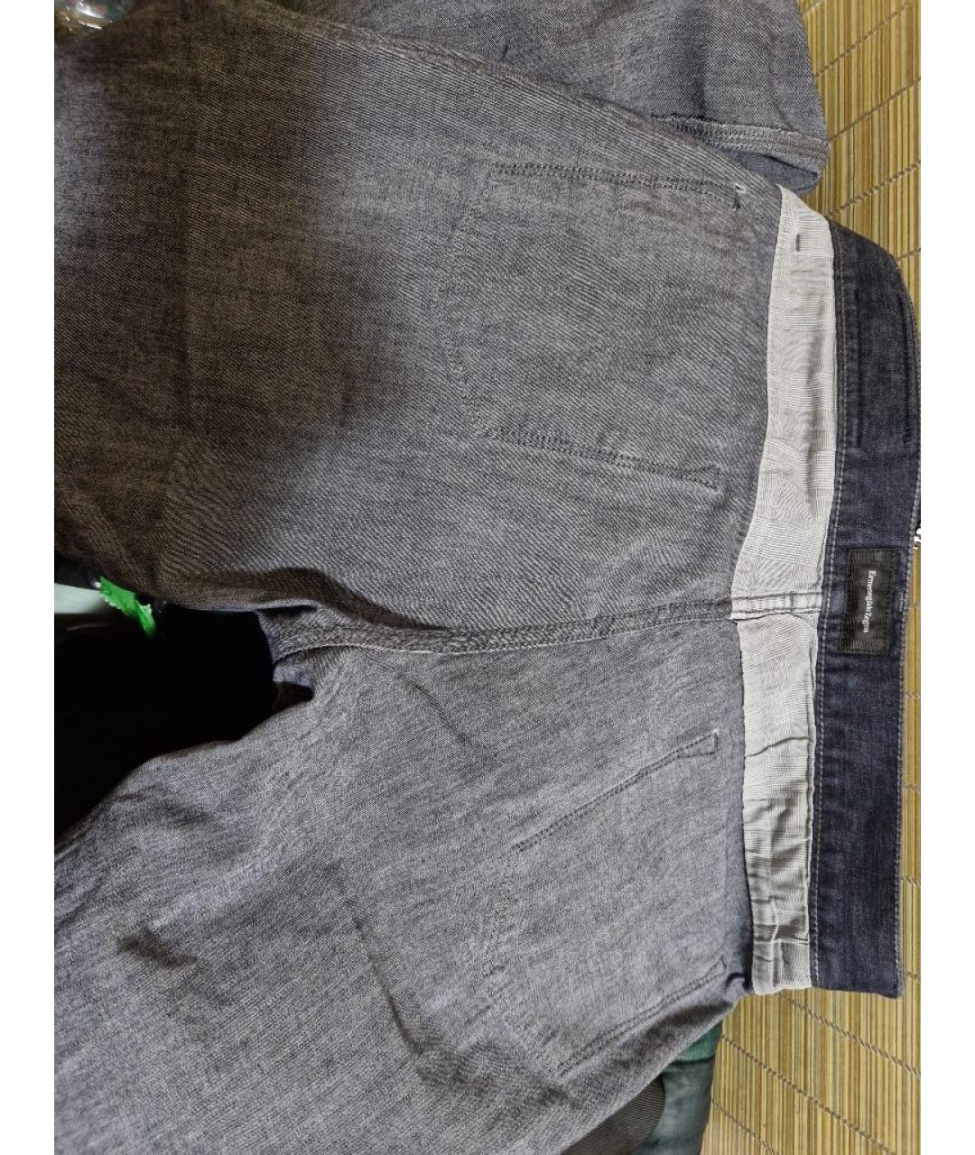 ZEGNA Темно-синие хлопковые прямые джинсы, фото 7