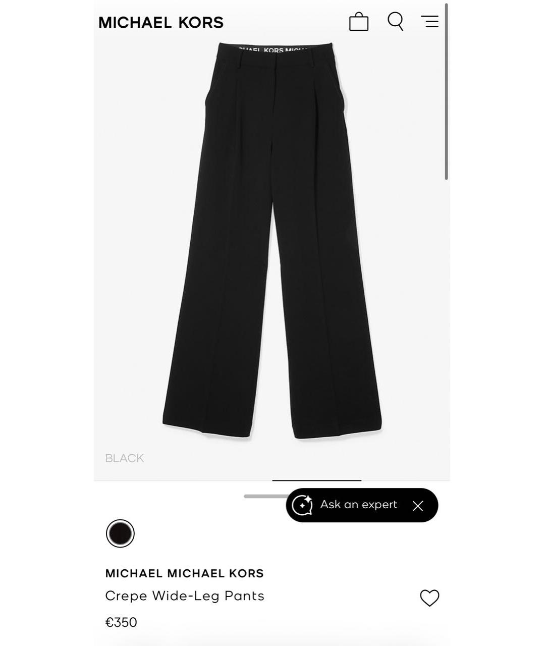 MICHAEL MICHAEL KORS Черные ацетатные брюки широкие, фото 4