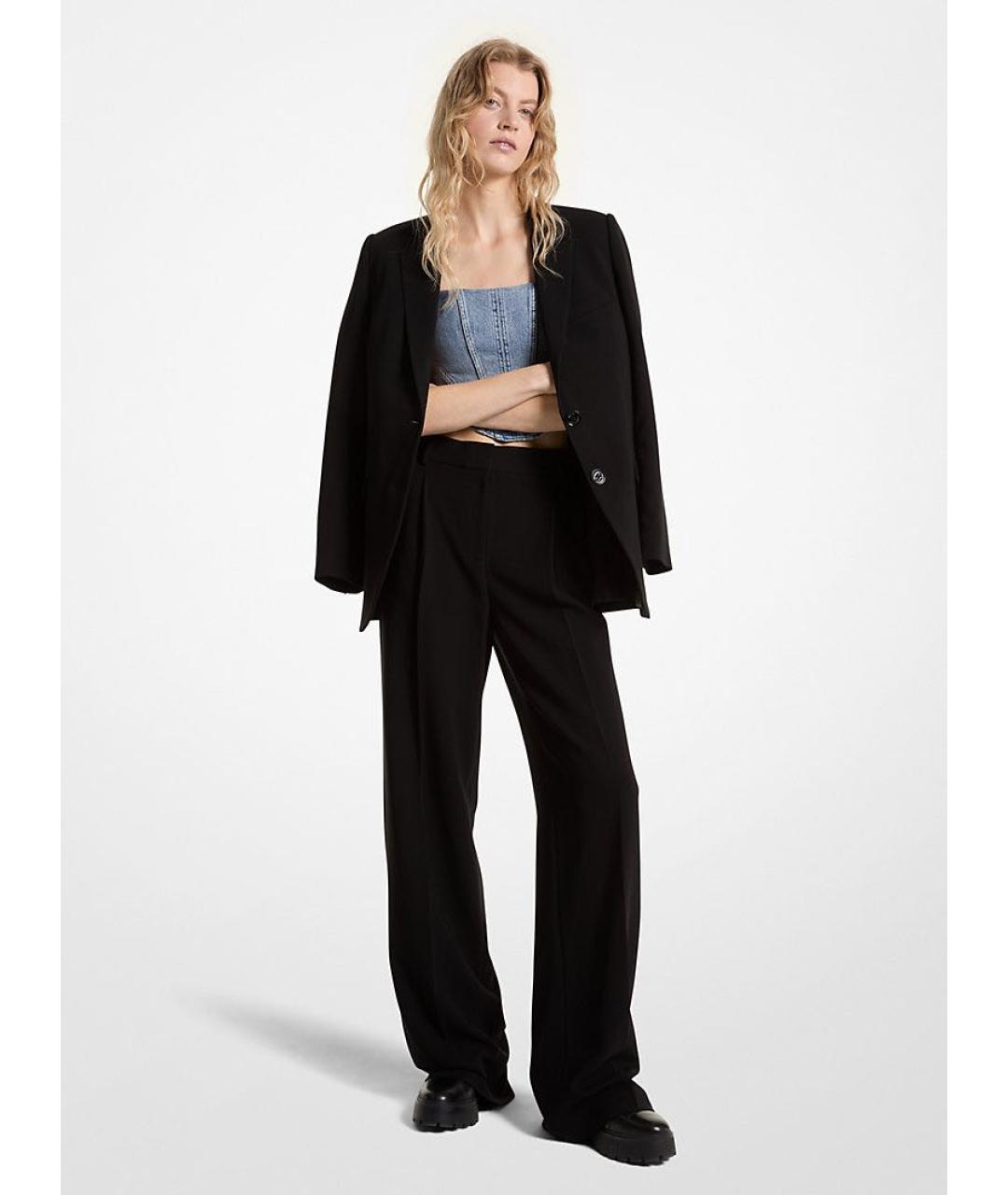 MICHAEL MICHAEL KORS Черные ацетатные брюки широкие, фото 2