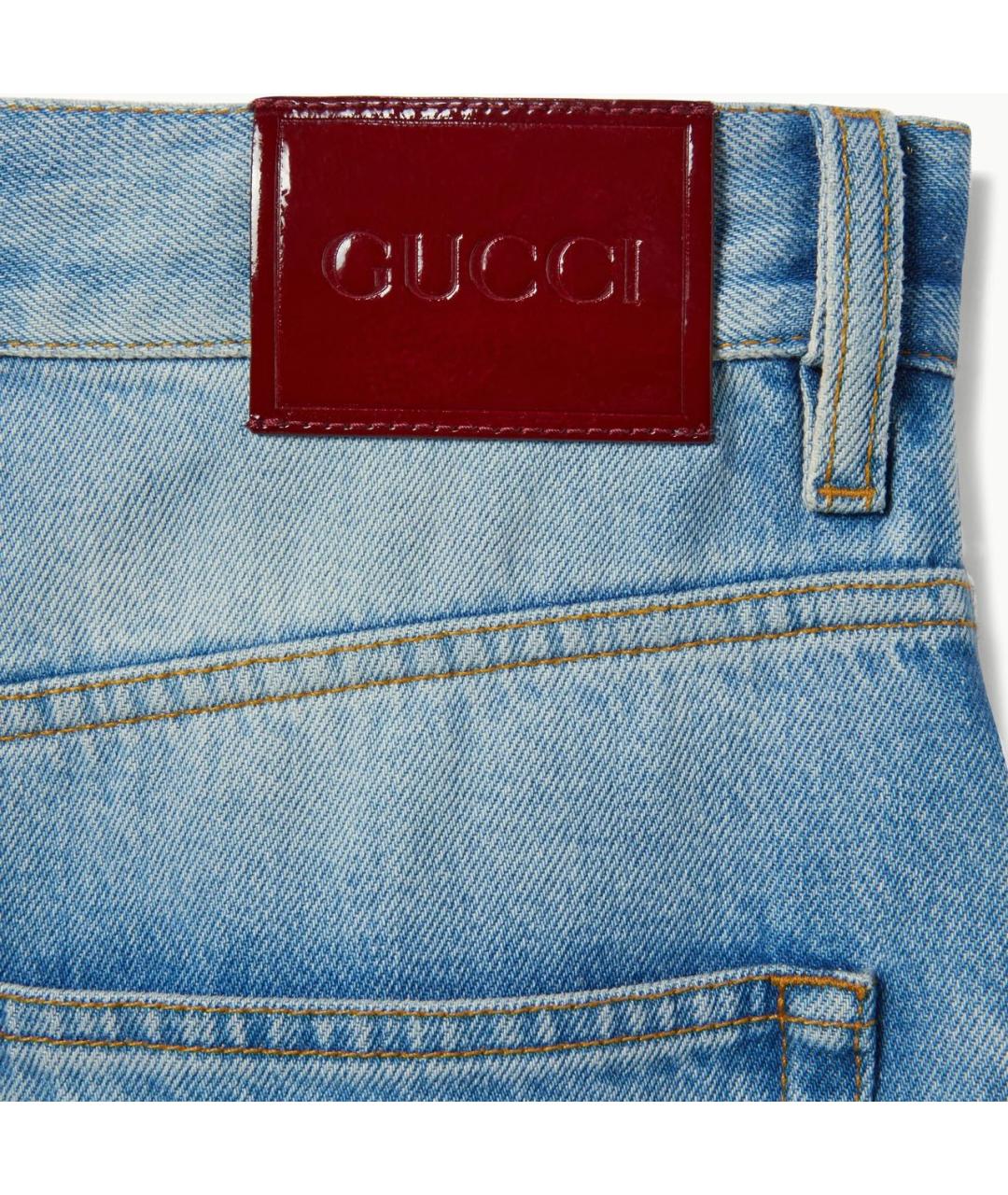 GUCCI Голубые хлопковые джинсы клеш, фото 4