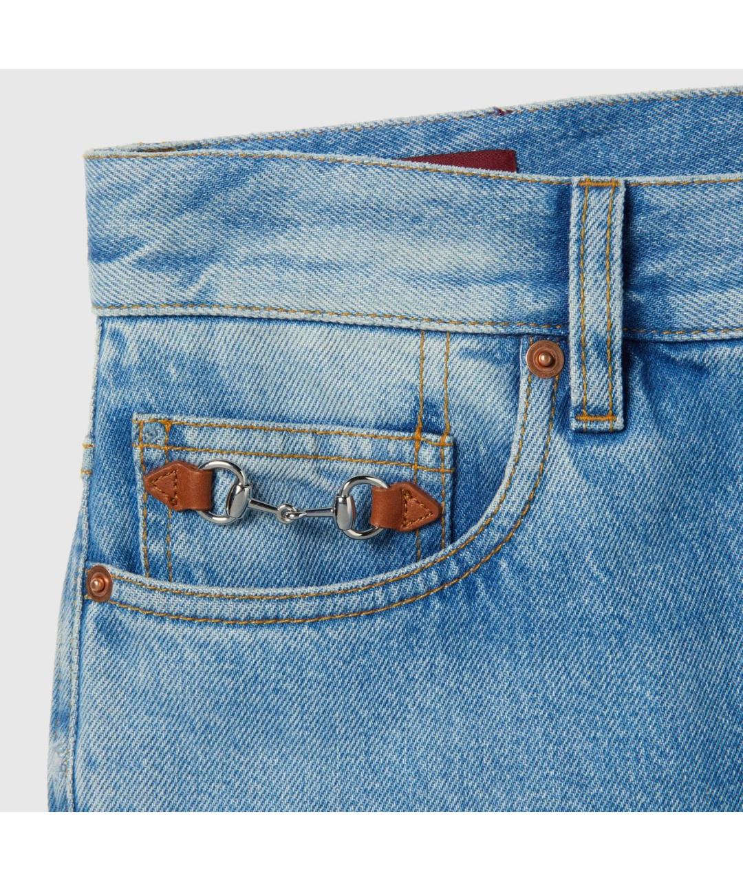 GUCCI Голубые хлопковые джинсы клеш, фото 5
