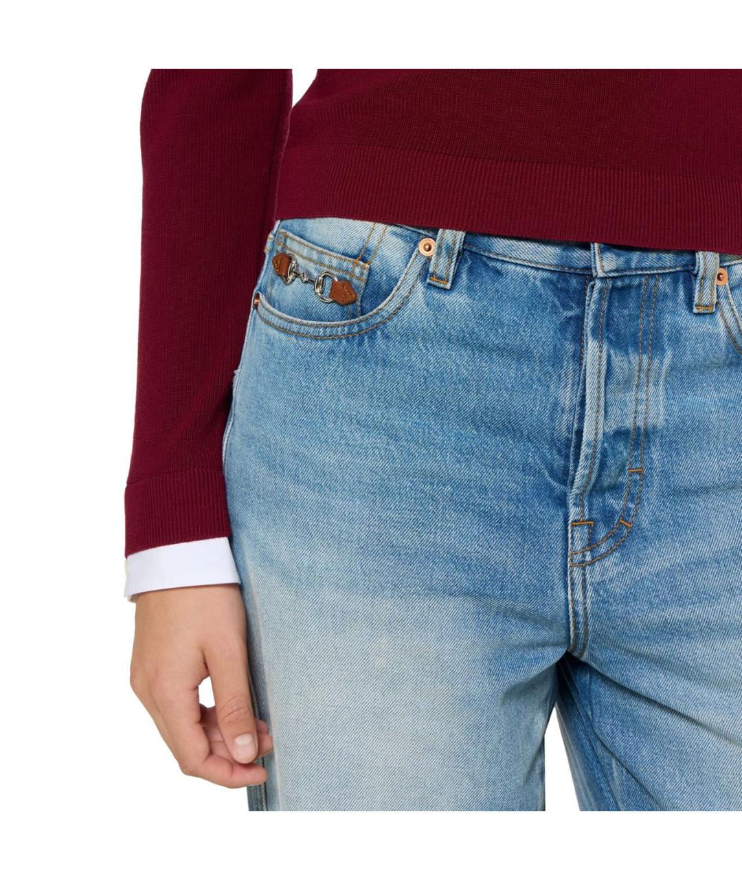 GUCCI Голубые хлопковые джинсы клеш, фото 3
