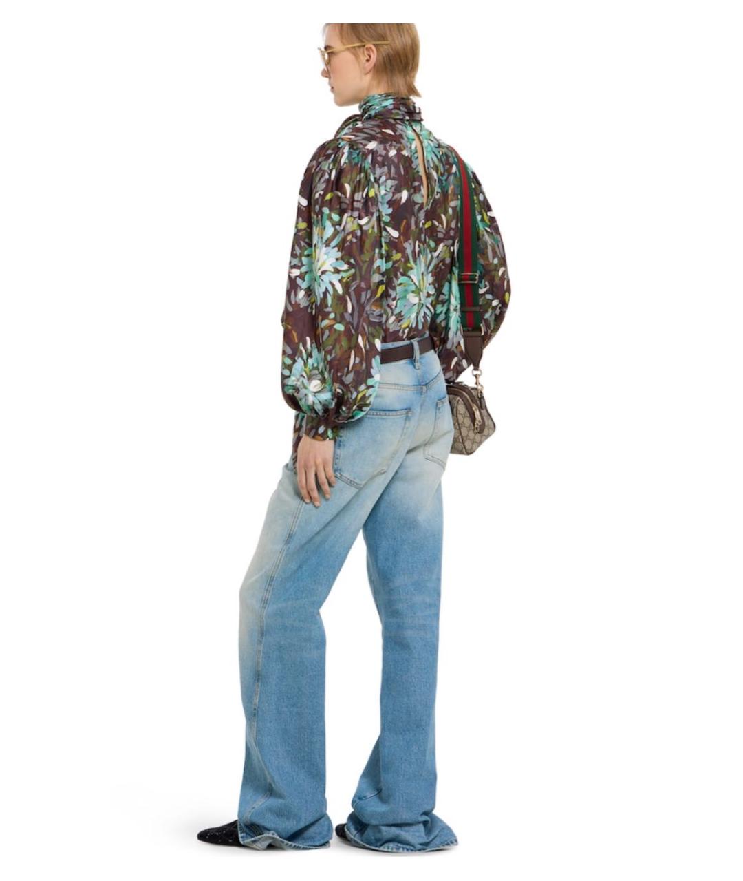 GUCCI Голубые хлопковые джинсы клеш, фото 6