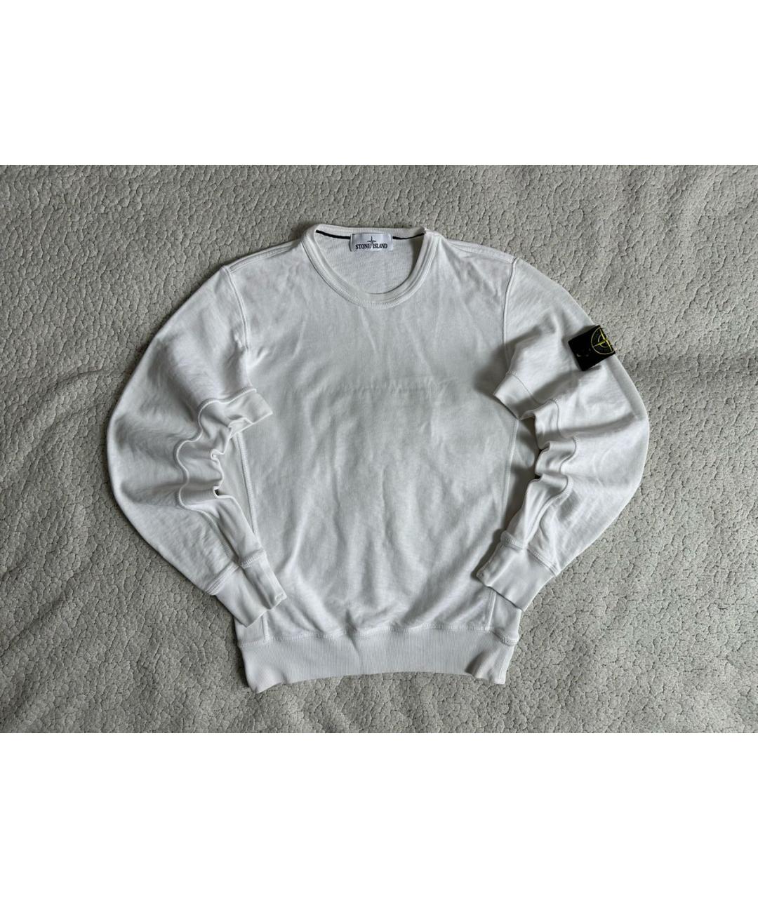 STONE ISLAND Белый хлопковый джемпер / свитер, фото 7