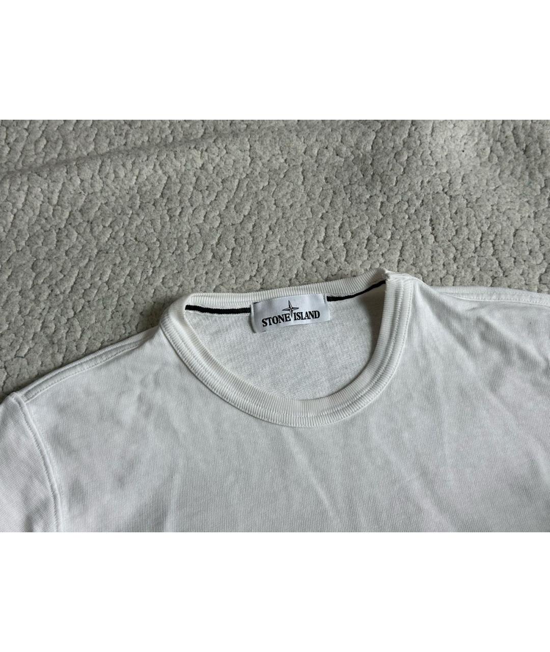 STONE ISLAND Белый хлопковый джемпер / свитер, фото 3
