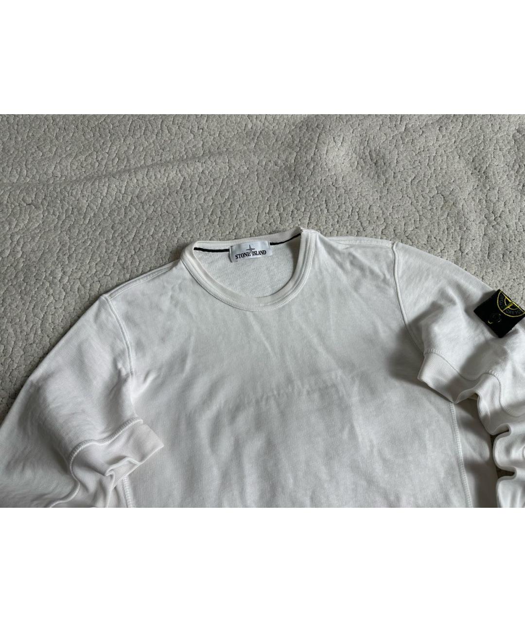 STONE ISLAND Белый хлопковый джемпер / свитер, фото 2