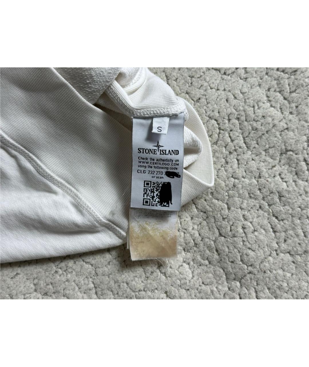 STONE ISLAND Белый хлопковый джемпер / свитер, фото 6