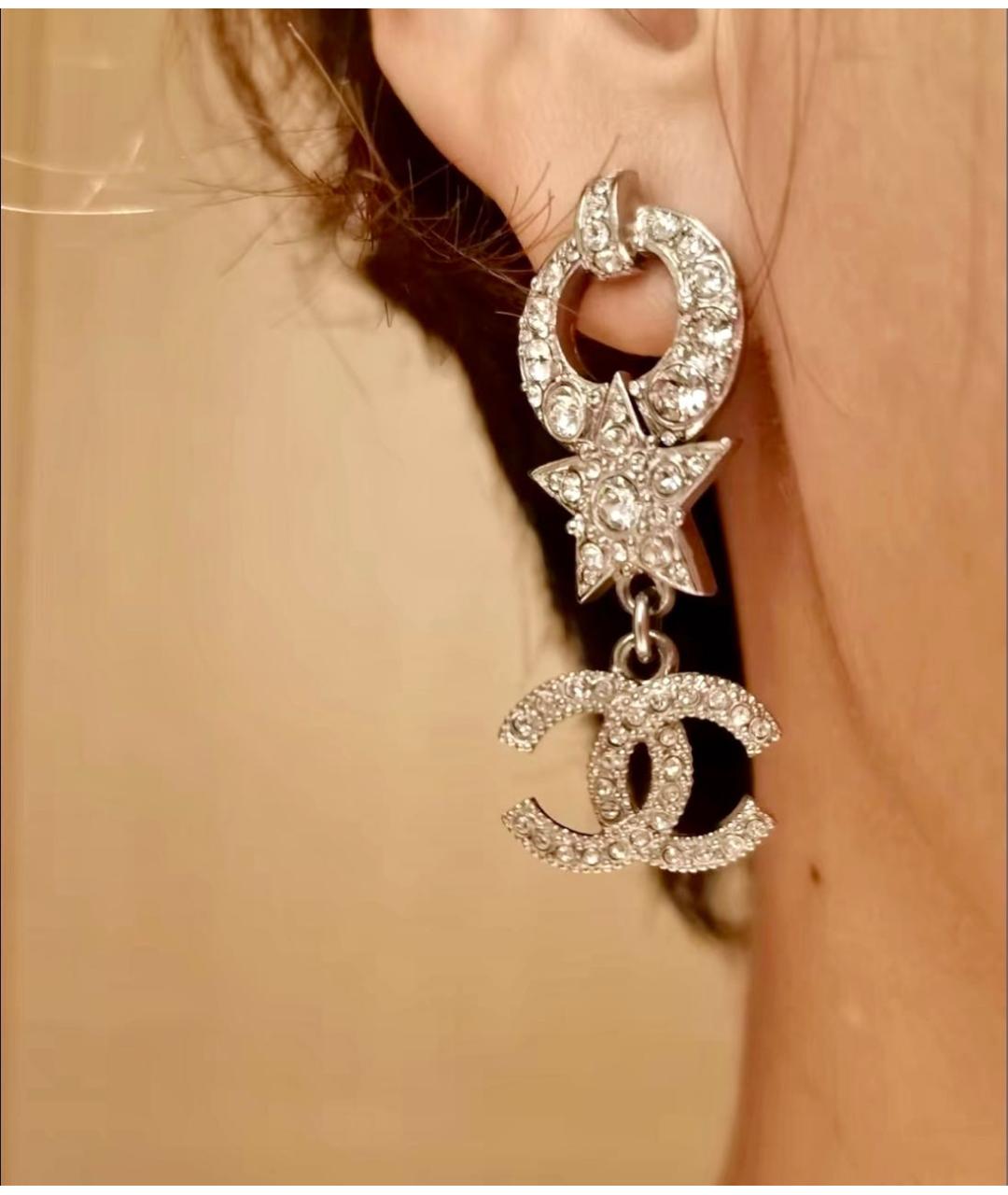 CHANEL Серебряные металлические серьги, фото 2