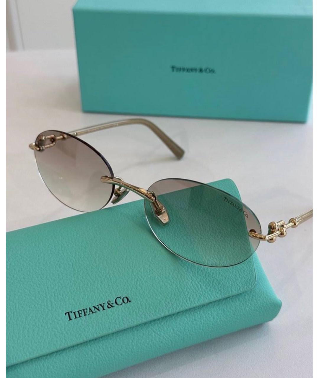 TIFFANY&CO Бежевые металлические солнцезащитные очки, фото 4