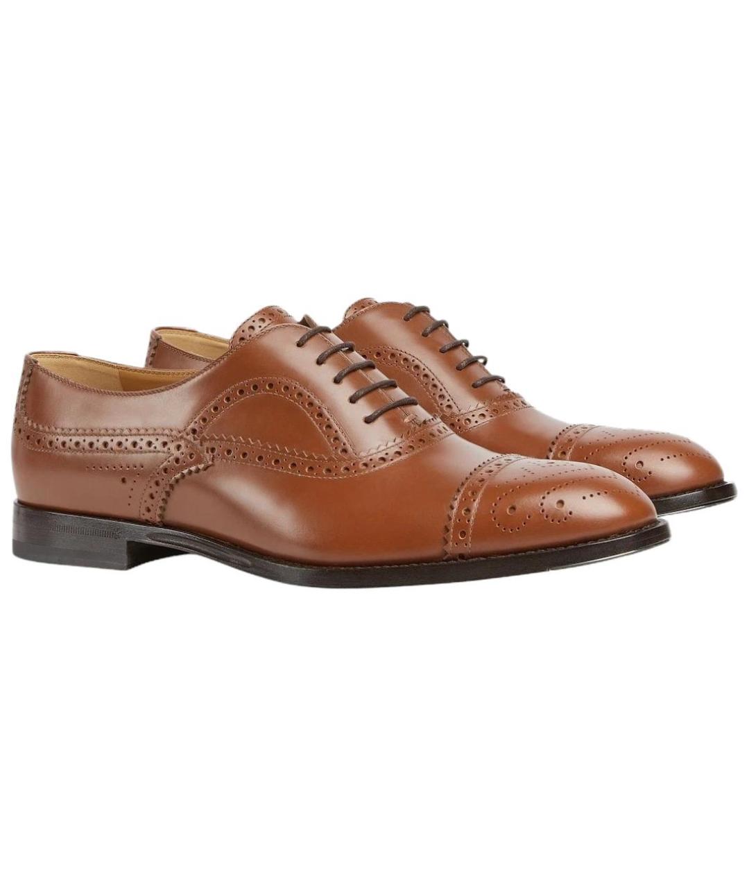 GUCCI Коричневые кожаные туфли, фото 3