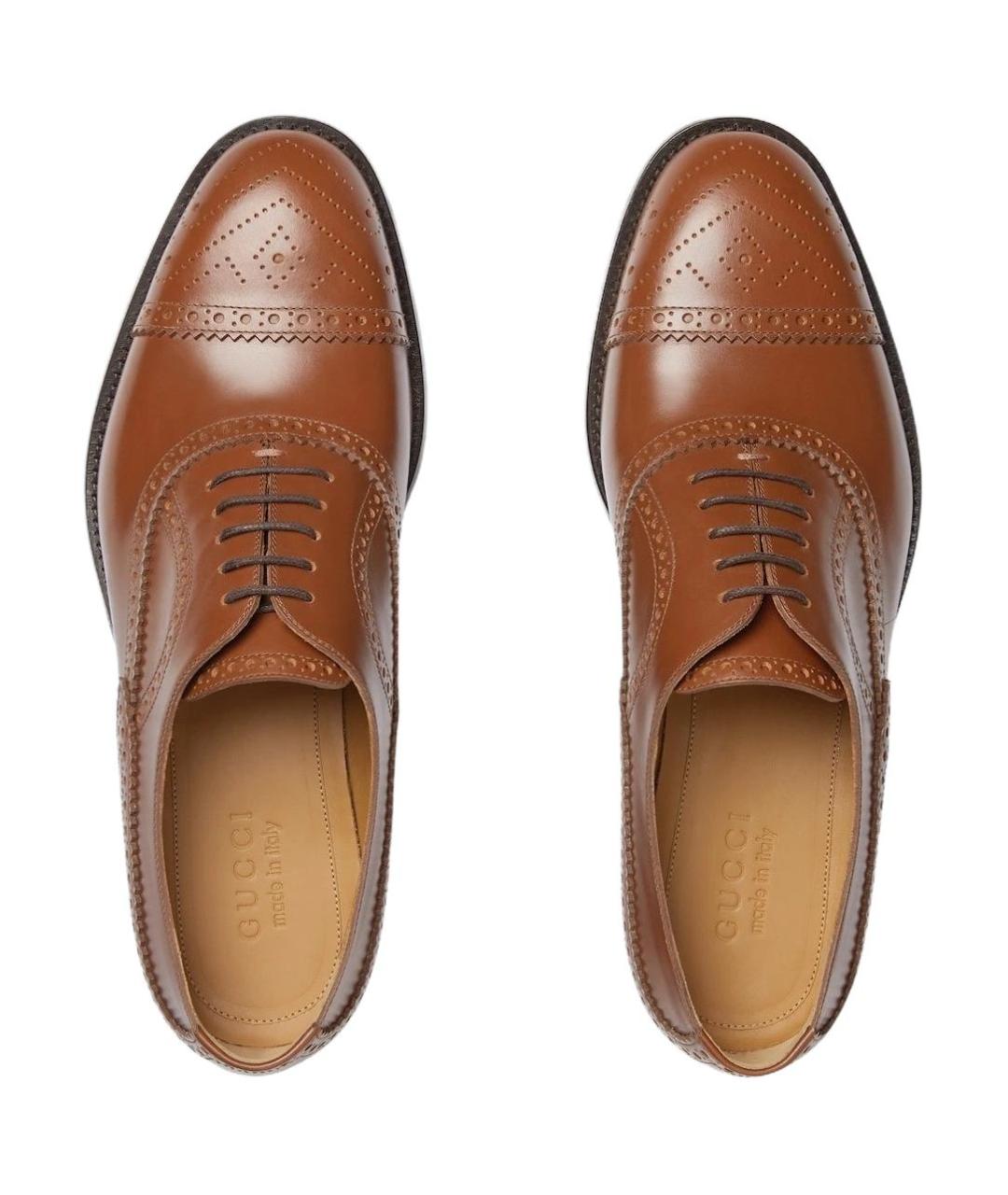 GUCCI Коричневые кожаные туфли, фото 4