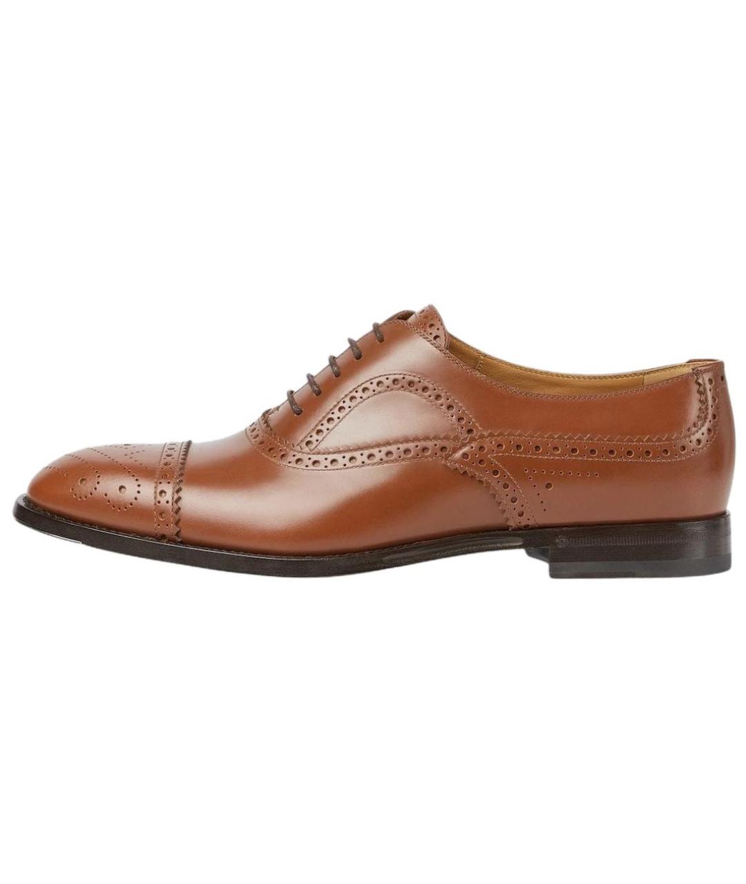 GUCCI Коричневые кожаные туфли, фото 2