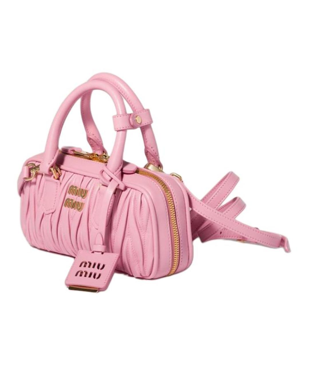 MIU MIU Розовая кожаная сумка через плечо, фото 2
