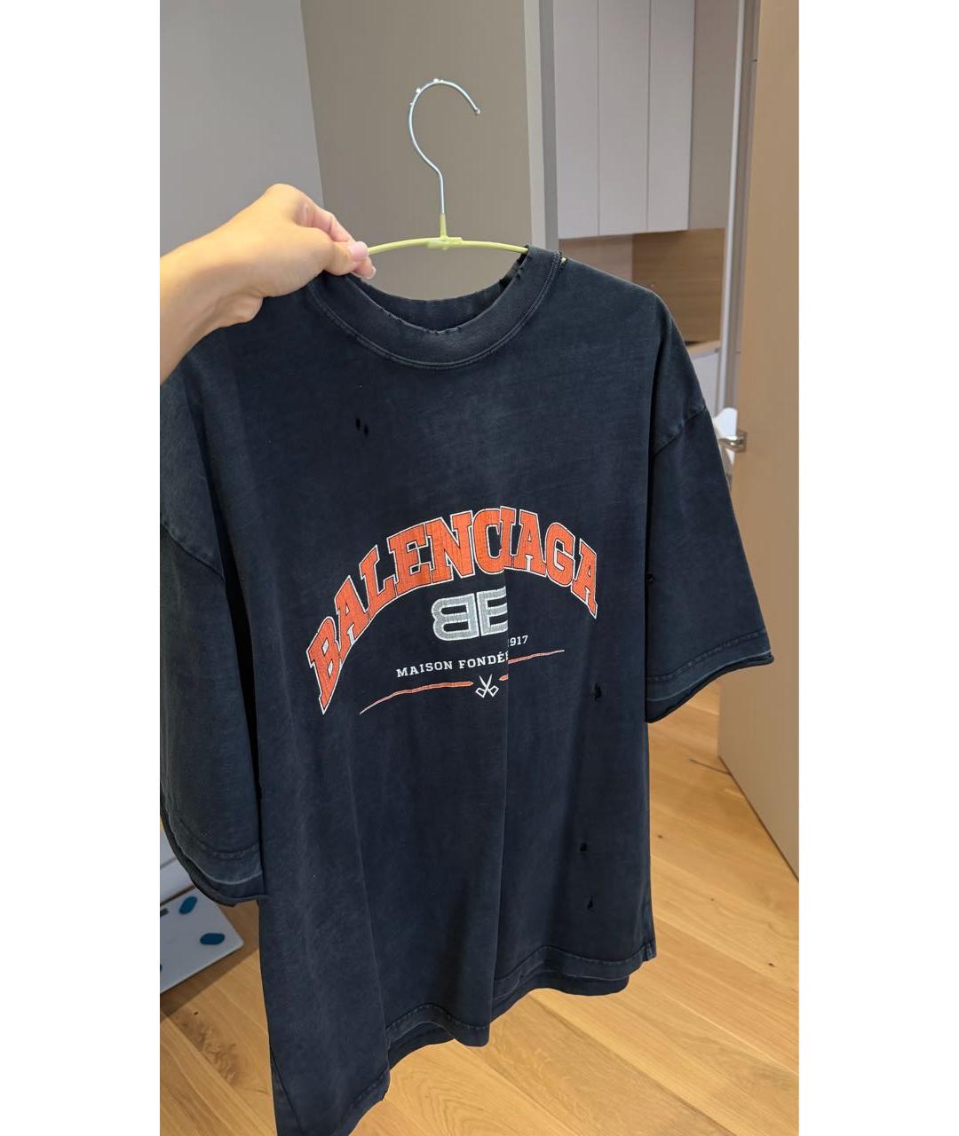 BALENCIAGA Темно-синяя футболка, фото 2