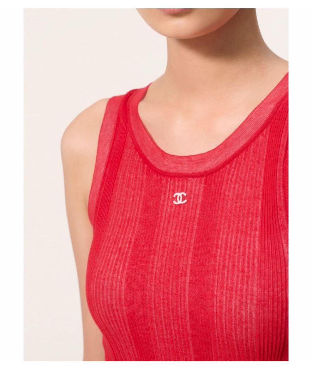 CHANEL Красная хлопковая майка, фото 3