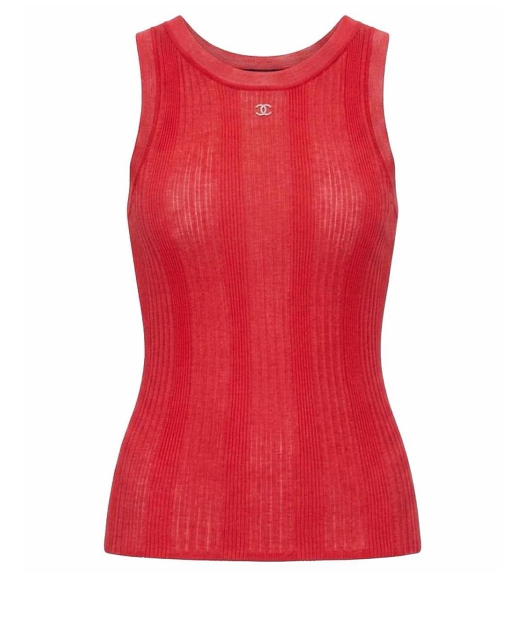 CHANEL Красная хлопковая майка, фото 1