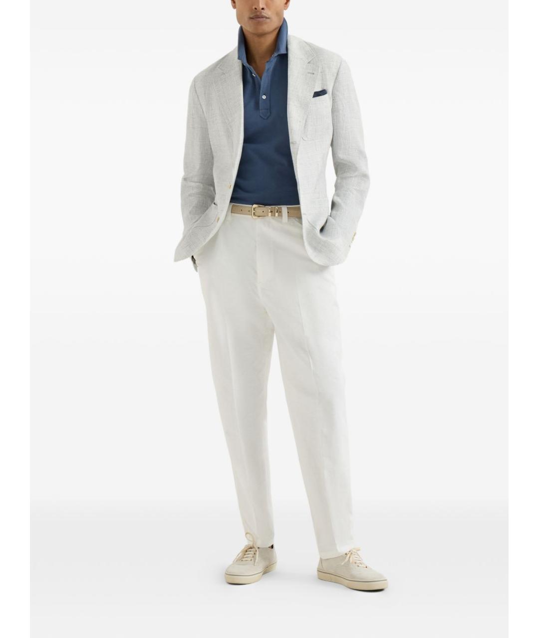 BRUNELLO CUCINELLI Голубое поло с коротким рукавом, фото 2