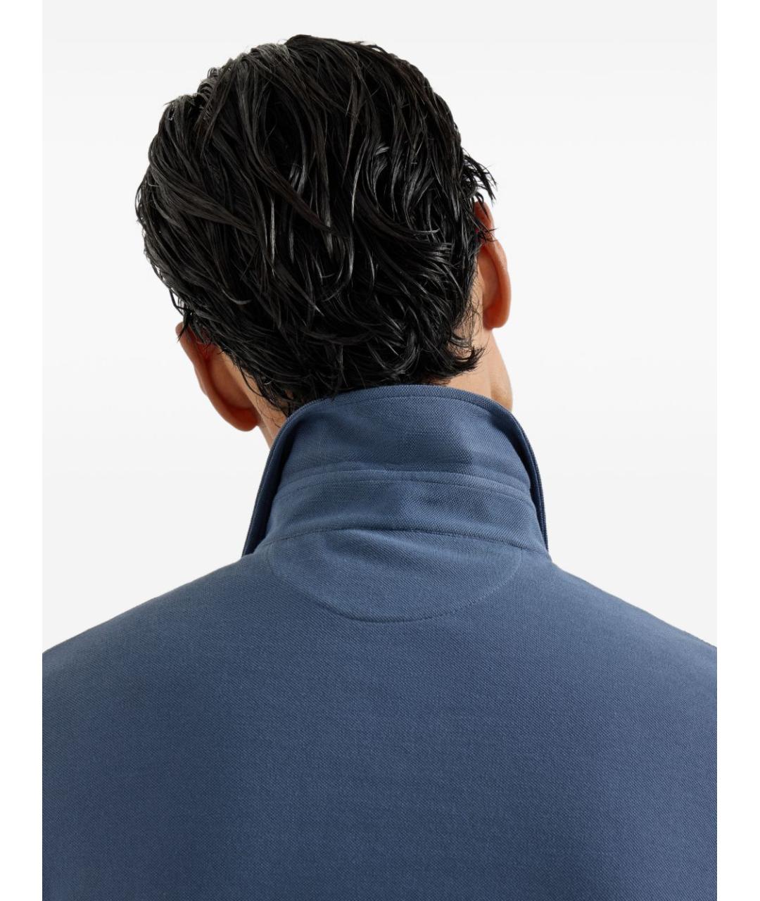 BRUNELLO CUCINELLI Голубое поло с коротким рукавом, фото 3