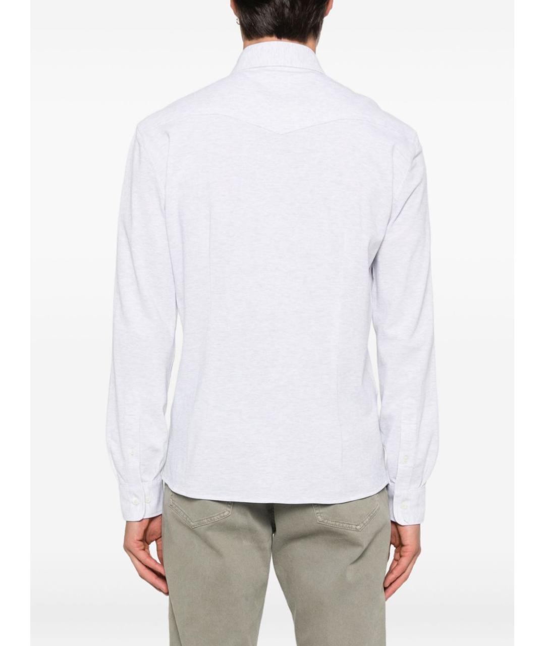 BRUNELLO CUCINELLI Серая хлопковая классическая рубашка, фото 3