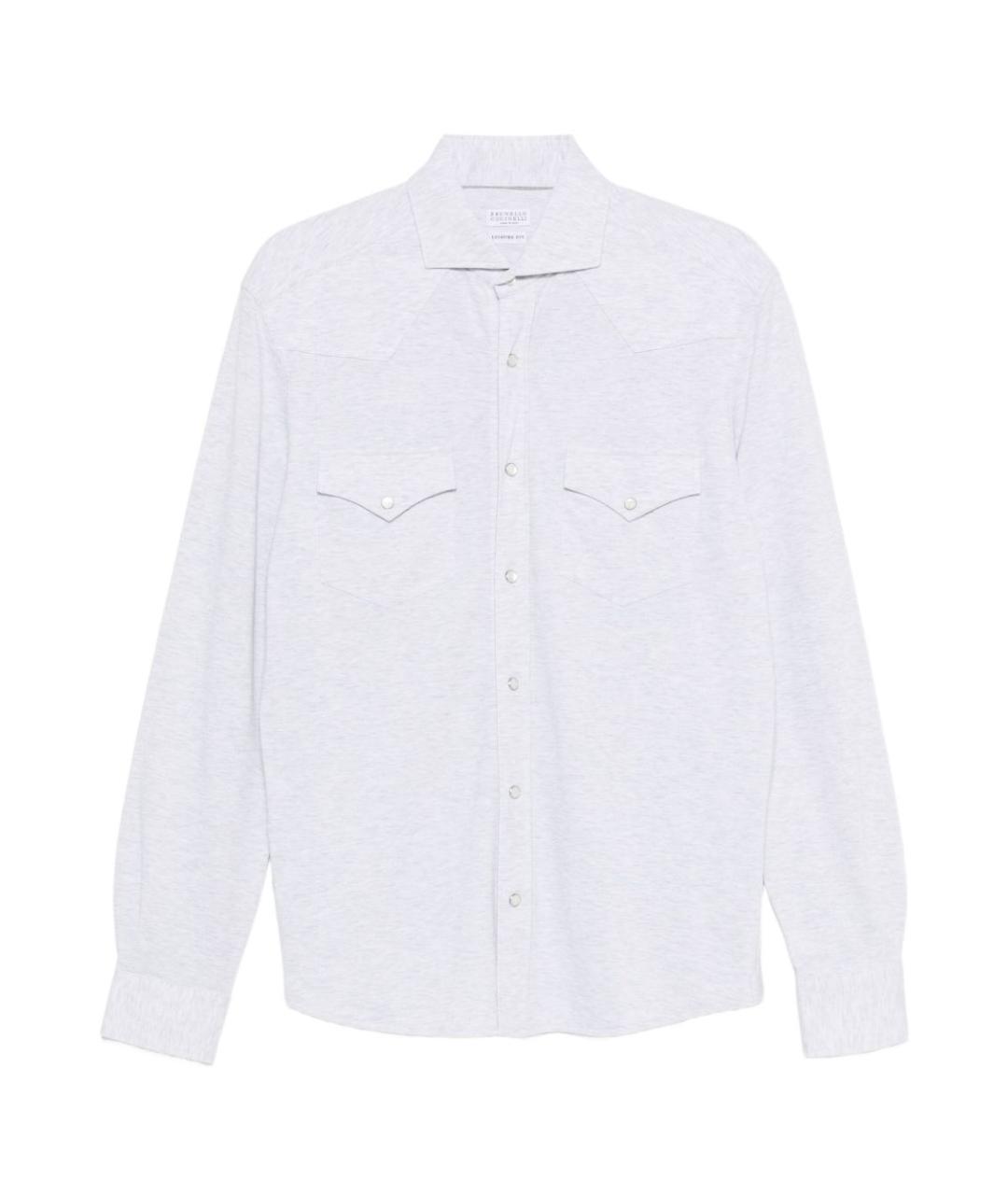 BRUNELLO CUCINELLI Серая хлопковая классическая рубашка, фото 1