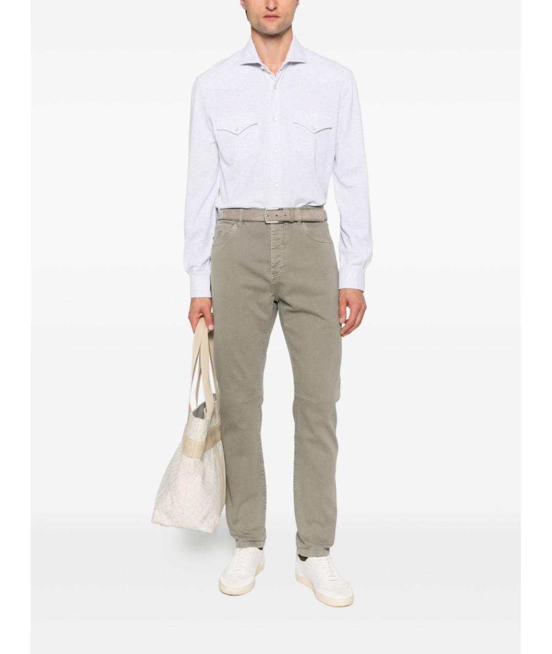 BRUNELLO CUCINELLI Серая хлопковая классическая рубашка, фото 4