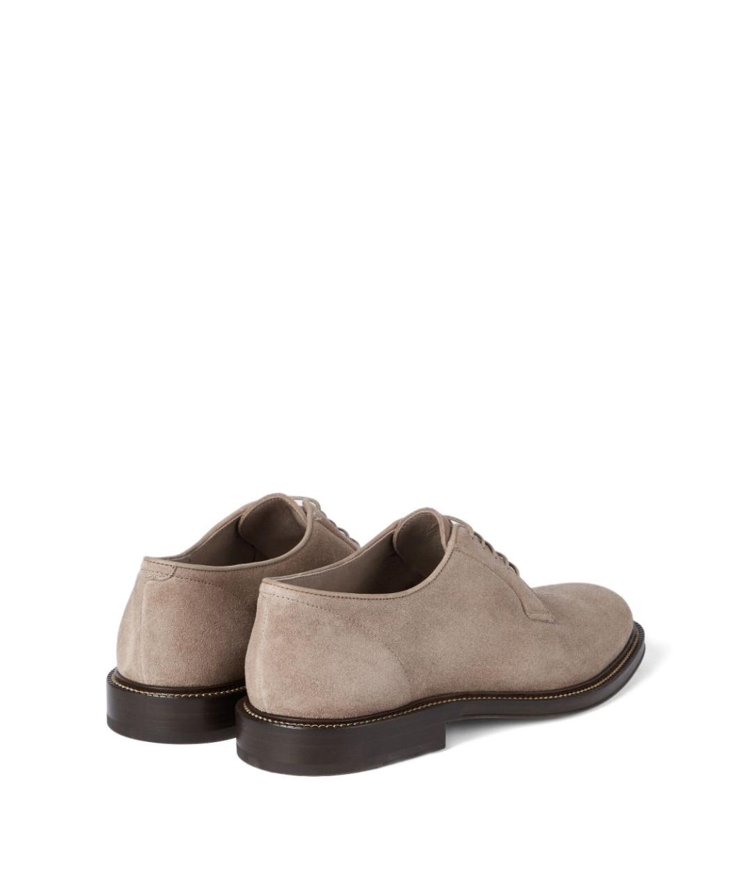 BRUNELLO CUCINELLI Бежевые замшевые низкие ботинки, фото 2