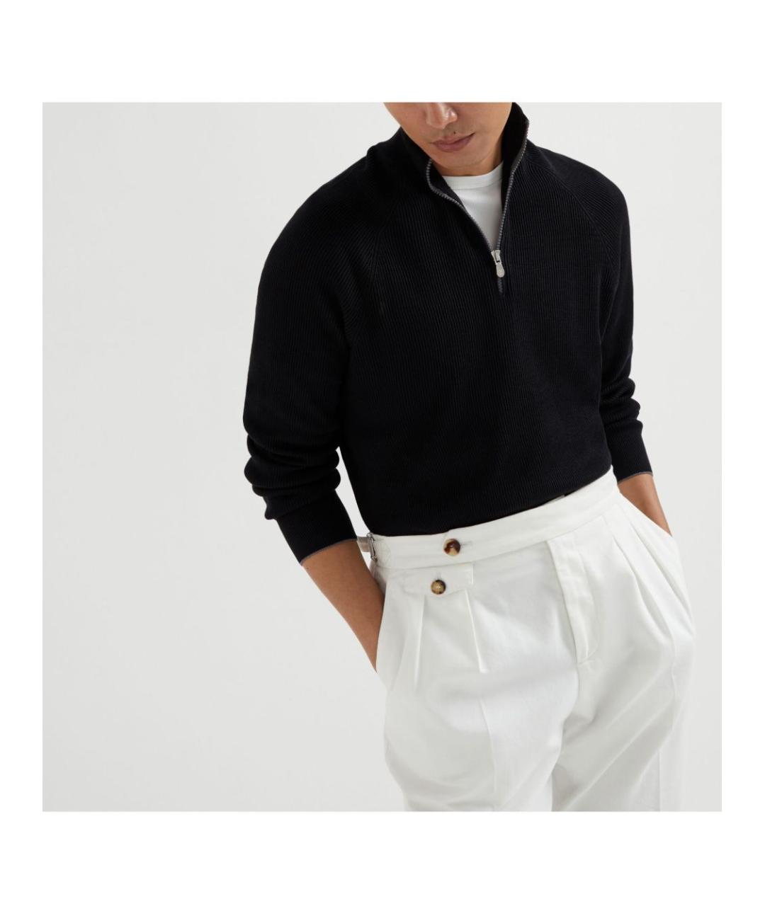 BRUNELLO CUCINELLI Черный хлопковый джемпер / свитер, фото 2